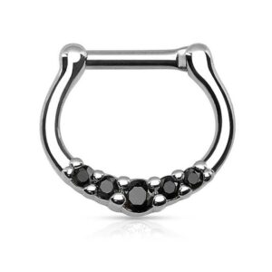 Taffstyle Nasenpiercing Piercing Ring Schild Clicker mit Strass Stein, Septum Ohr Nase Lippe Brust Intim Nasenpiercing Nasenring Ohrpiercing