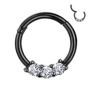 Taffstyle Nasenpiercing Piercing Segmentring Scharnier Clicker Kristall, Segmentring Clicker Scharnier Piercing Ring Septum Helix Ohr Nase Lippe Nasenring Nasenpiercing Ohrpiercing Dünn Glitzer Kristall