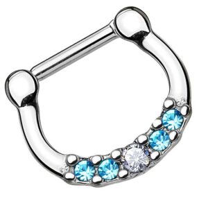 Taffstyle Nasenpiercing Piercing Septum Clicker Scharnier mit 5 Kristallen, Ring Lippenpiercing Nasenpiercing Ohrpiercing Intimpiercing Horsesho