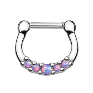 Taffstyle Nasenpiercing Piercing Septum Nase Lippe Ohr Helix Tragus, Universal Septum Nase Schild Clicker Ring Chirurgenstahl Schild Opale