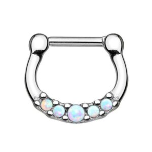 Taffstyle Nasenpiercing Piercing Septum Nase Lippe Ohr Helix Tragus, Universal Septum Nase Schild Clicker Ring Chirurgenstahl Schild Opale