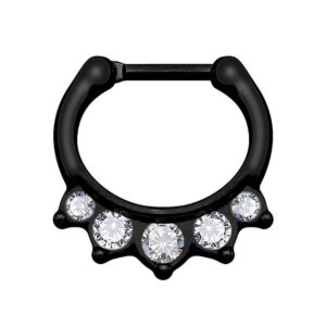 Taffstyle Nasenpiercing Piercing Septum Ring Clicker Scharnier 5 Kristall, Universal Ring Spitzen Lippen Nasen Ohr Tragus Helix Intim Augenbraue