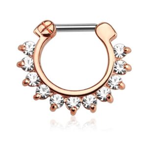 Taffstyle Nasenpiercing Piercing Septum Ring Vintage mit Strass Vergoldet, Nasenpiercing Nasenring Tragus Helix Ohr Nase Lippe Schild Clicker