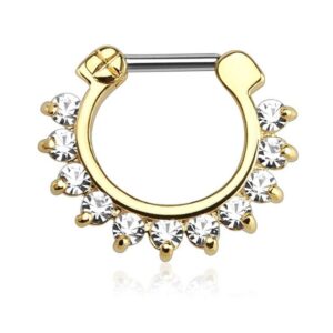 Taffstyle Nasenpiercing Piercing Septum Ring Vintage mit Strass Vergoldet, Nasenpiercing Nasenring Tragus Helix Ohr Nase Lippe Schild Clicker