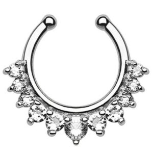 Taffstyle Nasenpiercing Piercing Septum Ring mit Strass Steinen, Universal Fake Nase Lippe Helix Tragus Intim Brust Nippel Hoop Ring