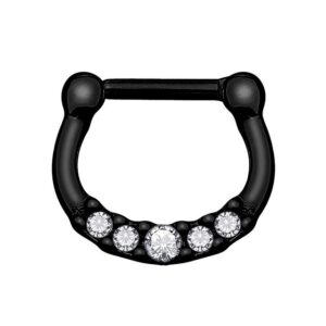 Taffstyle Nasenpiercing Piercing Septum Scharnier eloxiert mit Kristallen, Ring Clicker Lippenpiercing Nasenpiercing Ohrpiercing Intimpiercing