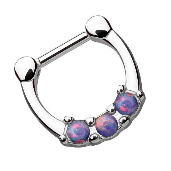 Taffstyle Nasenpiercing Piercing Septum Scharnier mit 3 Opal Steinen, Ring Clicker Lippen Nasen Lippe Ohr Tragus Helix Intim Horseshoe