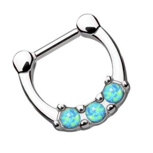 Taffstyle Nasenpiercing Piercing Septum Scharnier mit 3 Opal Steinen, Ring Clicker Lippen Nasen Lippe Ohr Tragus Helix Intim Horseshoe