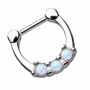 Taffstyle Nasenpiercing Piercing Septum Scharnier mit 3 Opal Steinen, Ring Clicker Lippen Nasen Lippe Ohr Tragus Helix Intim Horseshoe