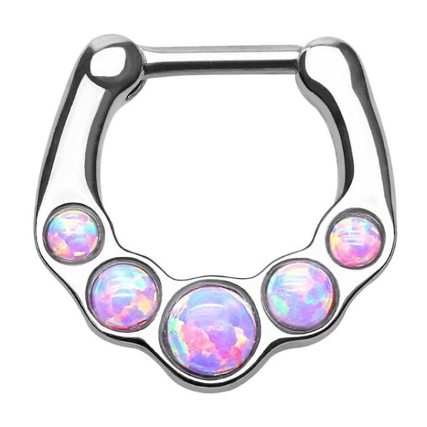 Taffstyle Nasenpiercing Piercing Septum Schild Clicker Ring 5 Opal Steine, Universal Piercing Septum Nase Lippe Ohr Helix Tragus Schild Clicker