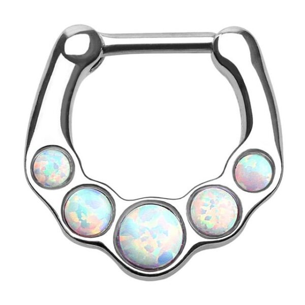 Taffstyle Nasenpiercing Piercing Septum Schild Clicker Ring 5 Opal Steine, Universal Piercing Septum Nase Lippe Ohr Helix Tragus Schild Clicker