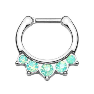 Taffstyle Nasenpiercing Piercing Septum Tragus Helix Hufeisen Horseshoe, Universal Ring Clicker Scharnier Tribal Opal Stein Ohr Nase Lippe