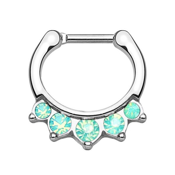 Taffstyle Nasenpiercing Piercing Septum Tragus Helix Hufeisen Horseshoe, Universal Ring Clicker Scharnier Tribal Opal Stein Ohr Nase Lippe