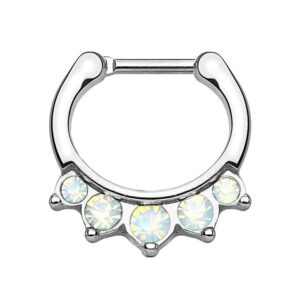 Taffstyle Nasenpiercing Piercing Septum Tragus Helix Hufeisen Horseshoe, Universal Ring Clicker Scharnier Tribal Opal Stein Ohr Nase Lippe