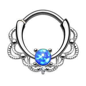 Taffstyle Nasenpiercing Piercing Septum Tragus Helix Ohr mit Opal, Universal Clicker Schild Ring Septum Nasenpiercing Lippenpiercing