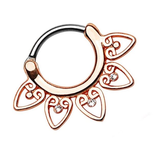 Taffstyle Nasenpiercing Piercing Septum Tribal Fächer mit Kristallen, Ring Clicker Scharnier Lippen Nasen Ohr Helix Augenbraue Horseshoe