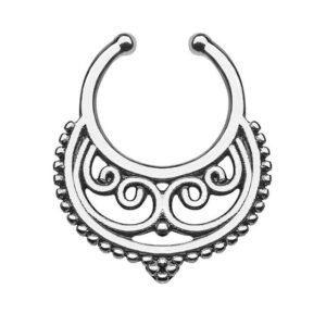 Taffstyle Nasenpiercing Piercing Septum Vintage Tribal Halbmond mit Ringen, Fake Ring Nasen Lippen Ohr Nippel Hufeisen Horseshoe Lippenbändchen