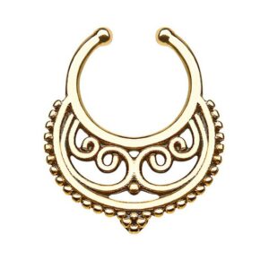 Taffstyle Nasenpiercing Piercing Septum Vintage Tribal Halbmond mit Ringen, Fake Ring Nasen Lippen Ohr Nippel Hufeisen Horseshoe Lippenbändchen