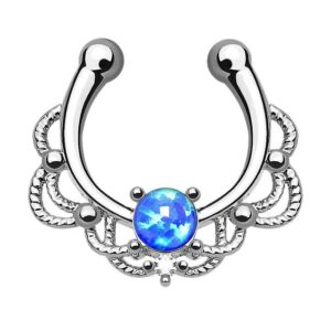 Taffstyle Nasenpiercing Piercing Septum Vintage Tribal mit Opal, Nasen Helix Ohr Intim Tragus Nippel Hufeisen Horseshoe Lippenbändchen