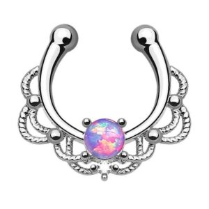 Taffstyle Nasenpiercing Piercing Septum Vintage Tribal mit Opal, Nasen Helix Ohr Intim Tragus Nippel Hufeisen Horseshoe Lippenbändchen