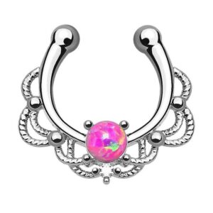 Taffstyle Nasenpiercing Piercing Septum Vintage Tribal mit Opal, Nasen Helix Ohr Intim Tragus Nippel Hufeisen Horseshoe Lippenbändchen