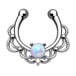 Taffstyle Nasenpiercing Piercing Septum Vintage Tribal mit Opal, Nasen Helix Ohr Intim Tragus Nippel Hufeisen Horseshoe Lippenbändchen