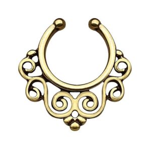 Taffstyle Nasenpiercing Piercing Tribal Ornament mit Blumen und Kugeln, Ring Septum Vintage Nasenpiercing Ohrpiercing Tragus Intimpiercing