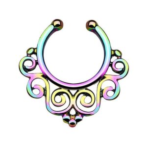 Taffstyle Nasenpiercing Piercing Tribal Ornament mit Blumen und Kugeln, Ring Septum Vintage Nasenpiercing Ohrpiercing Tragus Intimpiercing