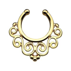 Taffstyle Nasenpiercing Piercing Tribal Ornament mit Blumen und Kugeln, Ring Septum Vintage Nasenpiercing Ohrpiercing Tragus Intimpiercing