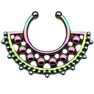 Taffstyle Nasenpiercing Piercing Vintage Tribal Kugel mit Ornament, Fake Piercing Universal Ring Septum Vintage Tribal Kugel mit Ornament Nasenpiercing Ohrpiercing Tragus Intimpiercing Hufeisen Horseshoe Lippenpiercing