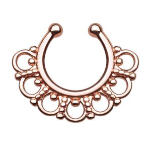 Taffstyle Nasenpiercing Piercing Vintage Tribal mit Ringen Perlen Hänger, Ring Septum Nasen Helix Ohr Nippel Hufeisen Horseshoe Lippenbändchen