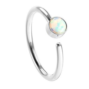 Taffstyle Nasenpiercing Piercing eloxiert Hoop Lippen Ring mit Opal Stein, Ohr Helix Nasen Lippenpiercing Nasenpiercing Ohrpiercing Intimpiercin