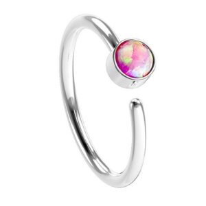 Taffstyle Nasenpiercing Piercing eloxiert Hoop Lippen Ring mit Opal Stein, Ohr Helix Nasen Lippenpiercing Nasenpiercing Ohrpiercing Intimpiercin