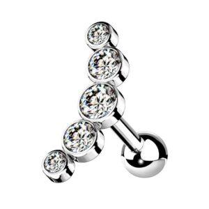 Taffstyle Piercing-Set Helix Ohr Knorpel Piercing Multi Kristall Bogen, Stecker Glitzer Steinen Ohr Cartilage Tragus Ohrpiercing Barbell Kugel