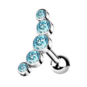 Taffstyle Piercing-Set Helix Ohr Knorpel Piercing Multi Kristall Bogen, Stecker Glitzer Steinen Ohr Cartilage Tragus Ohrpiercing Barbell Kugel