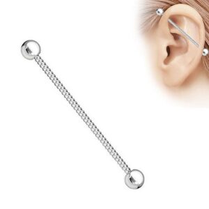 Taffstyle Piercing-Set Industrial Piercing Langhantel Barbell geriffelt, Hantel Universal Ohr Cartilage Helix Tragus Intim Brust Nippel Stab