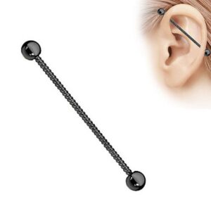 Taffstyle Piercing-Set Industrial Piercing Langhantel Barbell geriffelt, Hantel Universal Ohr Cartilage Helix Tragus Intim Brust Nippel Stab