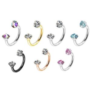 Taffstyle Piercing-Set Lippen Nasen Hufeisen Kristall Kugeln Innengewinde, Piercing Innengewinde mit Glitzer Kristall Kugel Ohr Lippen NaseHufeisen Horseshoe Tragus Helix Labret Septum Nasenpiercing