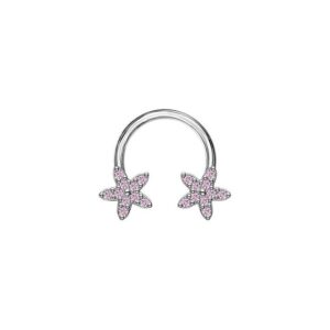 Taffstyle Piercing-Set Lippen Nasen Piercing Hufeisen Kristall Blüten, Glitzer Blumen Kugel Ohr Horseshoe Tragus Helix Labret Nasenpiercing