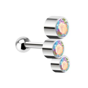 Taffstyle Piercing-Set Ohr Tragus Knorpel Helix Triple Kristall Kugeln, Piercing Stecker Glitzer Ohr Cartilage Ohrpiercing Barbell Stab