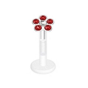 Taffstyle Piercing-Set Piercing Bioflex Monroe Multi Kristall Blume 8mm, Lippenpiercing Lippe Schmuck Bioflex Monroe Multi Kristall Blume 8mm