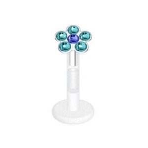 Taffstyle Piercing-Set Piercing Bioflex Monroe Multi Kristall Blume 8mm, Lippenpiercing Lippe Schmuck Bioflex Monroe Multi Kristall Blume 8mm