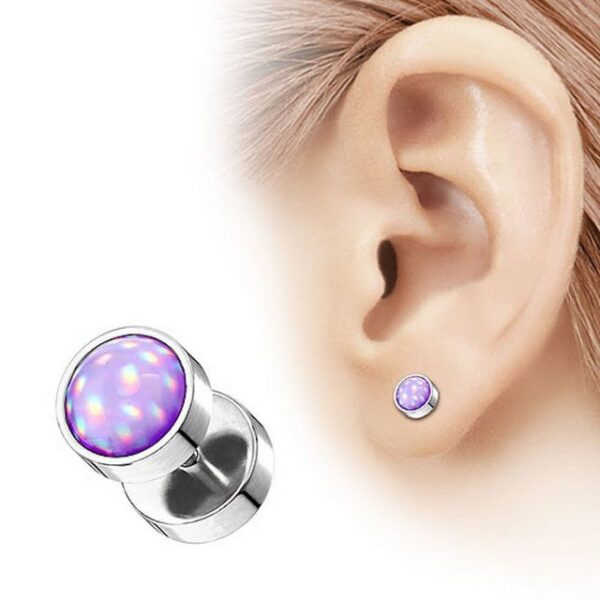 Taffstyle Piercing-Set Piercing Hantel Ohrstecker glänzenden Epoxy Stein, Runde Ohrringe Ohrstecker Fake Plug Flesh Tunnel Platte Stecker Hantel