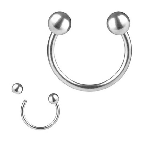 Taffstyle Piercing-Set Piercing Horseshoe Titan G23 Septum mit Kugeln, Piercing Hufeisen Horseshoe Universal Titan G23 Septum mit Kugeln