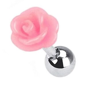 Taffstyle Piercing-Set Piercing Ohr Helix Tragus Chirurgenstahl Rose, Ohrpiercing Cartilage Stab Barbell Knorpel Stecker Blume Rose Kugel