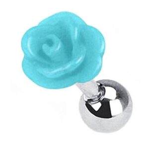 Taffstyle Piercing-Set Piercing Ohr Helix Tragus Chirurgenstahl Rose, Ohrpiercing Cartilage Stab Barbell Knorpel Stecker Blume Rose Kugel