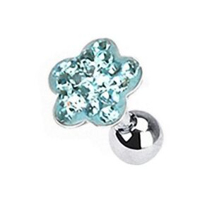 Taffstyle Piercing-Set Piercing Ohr Helix Tragus Kristall Blume, Piercing Kristall Ohrpiercing Cartilage Stab Barbell Stecker Strass