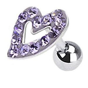 Taffstyle Piercing-Set Piercing Ohr Helix Tragus Kristall Herz, Chirurgenstahl Ohrpiercing Cartilage Stab Barbell Stecker Strass Kugel