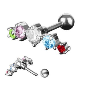 Taffstyle Piercing-Set Piercing Ohr Helix Tragus Zirkonia 5, Chirurgenstahl Ohrpiercing Cartilage Stab Barbell Stecker Strass Stein