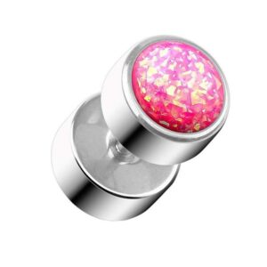 Taffstyle Piercing-Set Piercing Ohr Plug mit Opal Glitter, Runde Ohrring Ohrstecker Fake Flesh Tunnel Ohrpiercing Platte Stecker